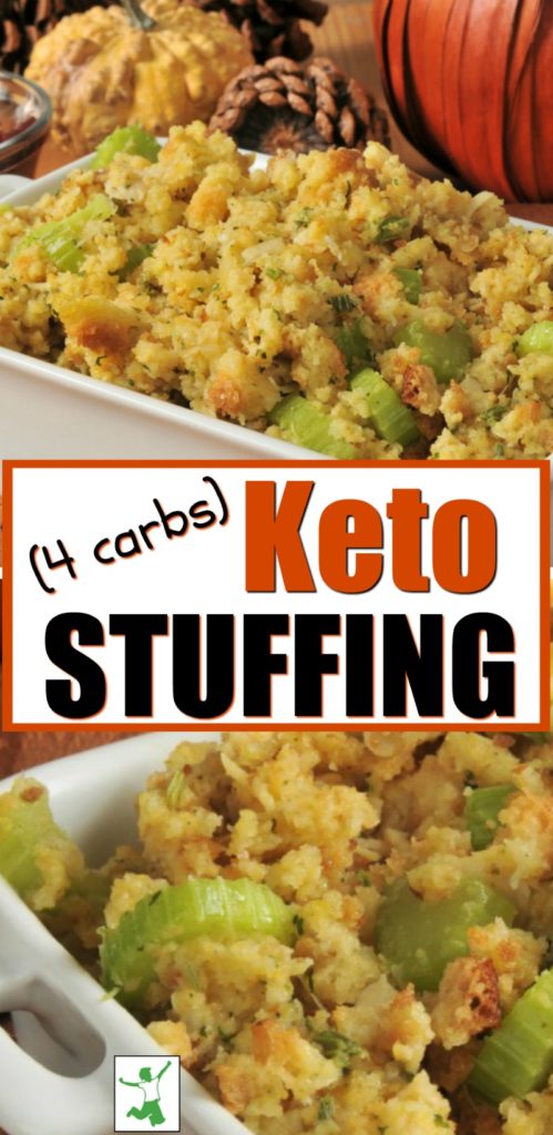 keto stuffing in a baking dish