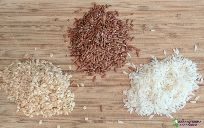 red rice on a cutting board