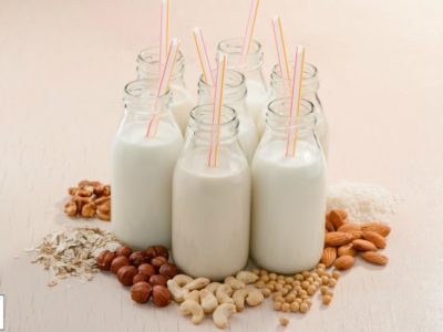 plant based milk in bottles