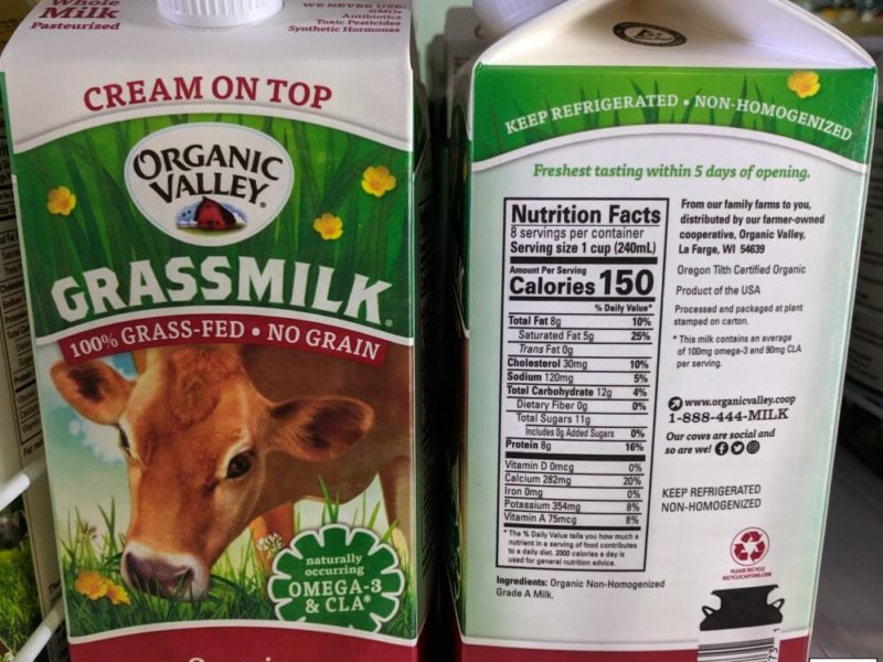 cartons of grassfed organic valley milk