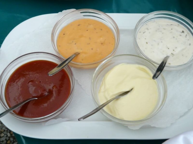 homemade barbecue sauce in a dish with other condiments