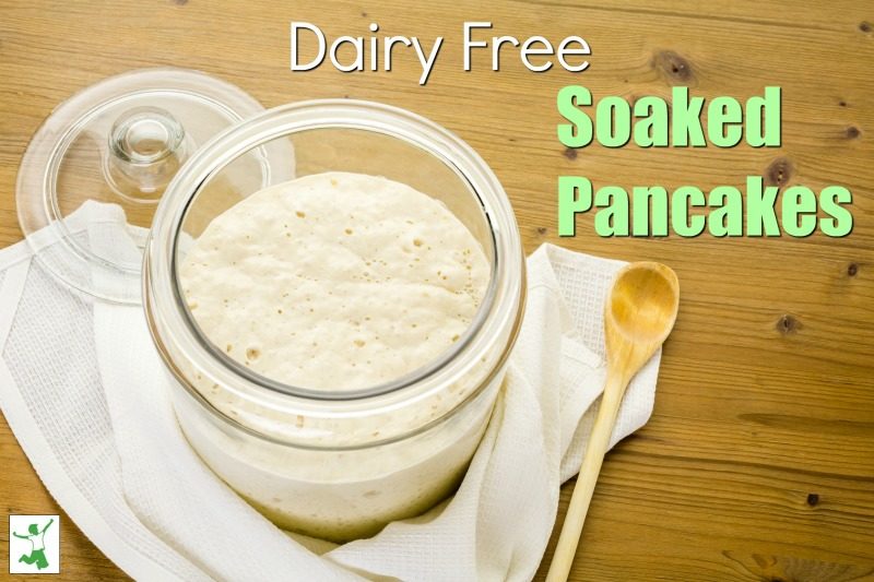 Dairy-free soaked pancake batter in a glass bowl