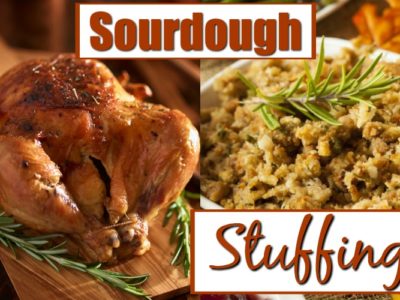 Sourdough Stuffing in a dish