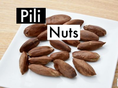 pili nuts on a white plate