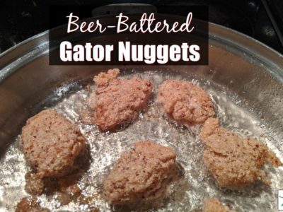gator nuggets in a pan