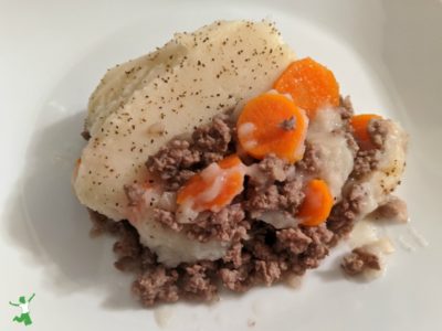 piece of Shepherd's Pie on a white plate