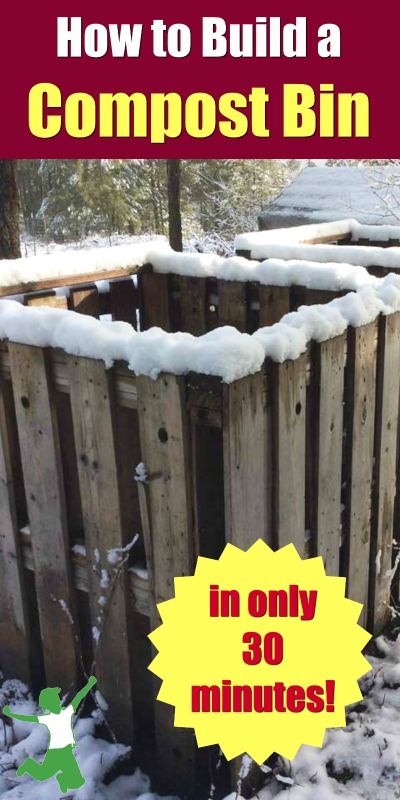 diy wooden compost bin outside in the snow