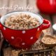 buckwheat porridge in a bowl on a wooden table
