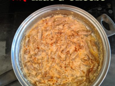 large pan of mexican mac & cheese on the stovetop