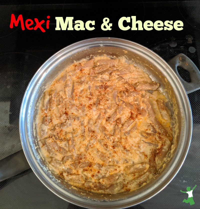 large pan of mexican mac & cheese on the stovetop