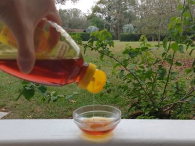 woman pouring pure honey into a bowl