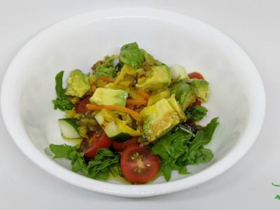arugula, sauerkraut and avocado salad