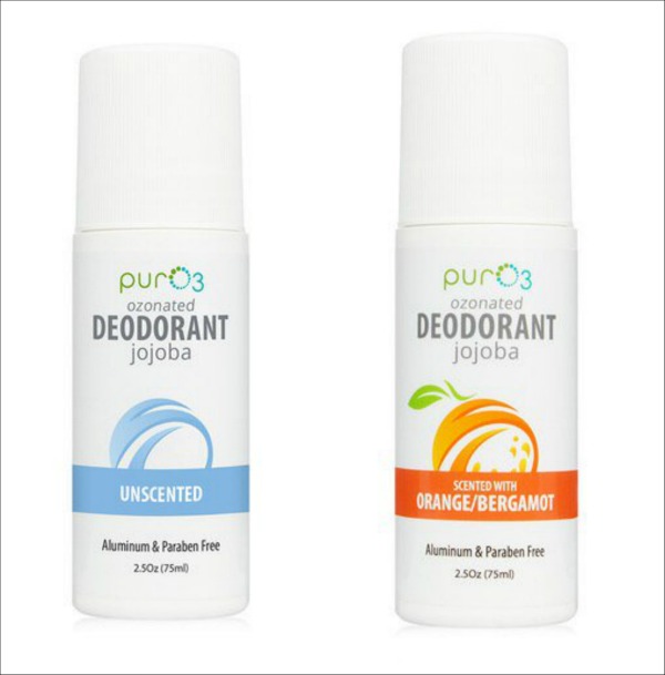 two bottles of roll-on ozone deodorant