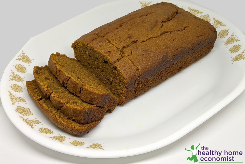 sprouted pumpkin bread sweetened with fruit and no sugar on a platter
