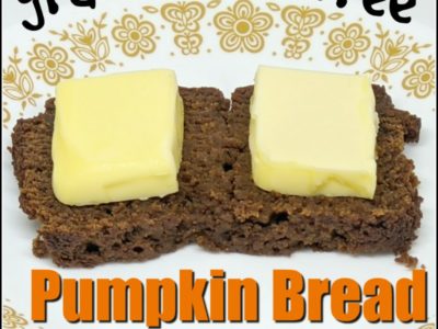 slice of low carb pumpkin bread with butter