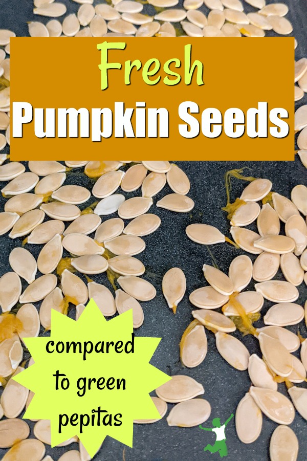 fresh pumpkin seeds on a cookie sheet in the oven