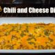 casserole dish of chili and cheese dip
