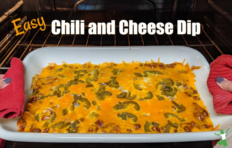 chili and cheese dip in a casserole dish
