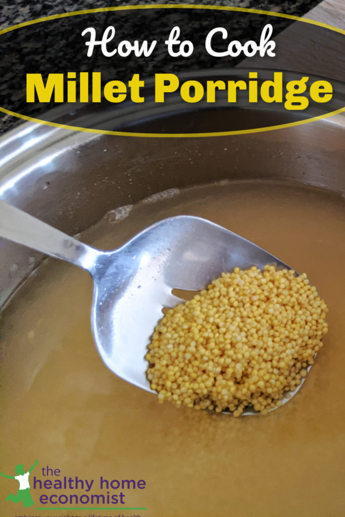 millet pearls cooking in a pot on the stove