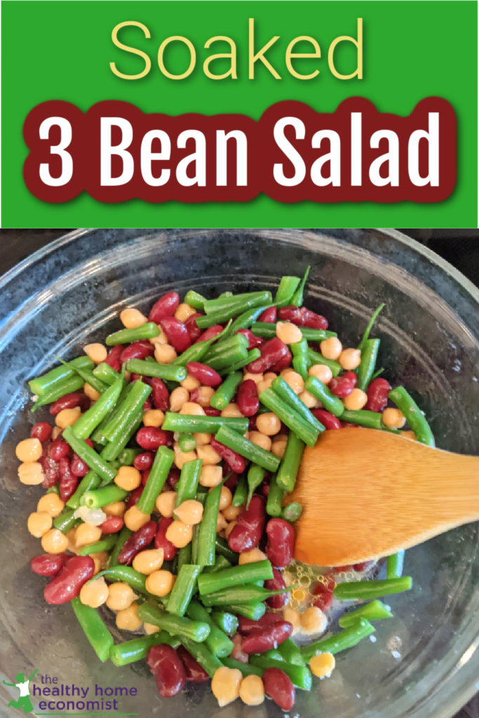 healthy 3 bean salad in a mixing bowl