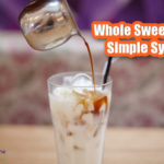 whole simple syrup drizzling into cold beverage