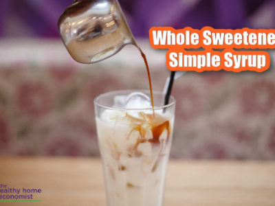 whole simple syrup drizzling into cold beverage