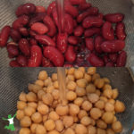 rinsing chickpeas and kidney beans in filtered water