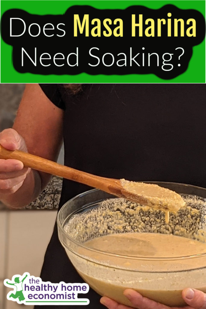 woman with soaked masa harina in a bowl