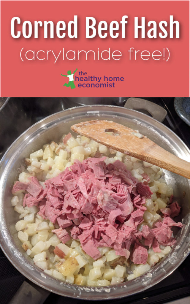 pot of grassfed corned beef hash on stovetop