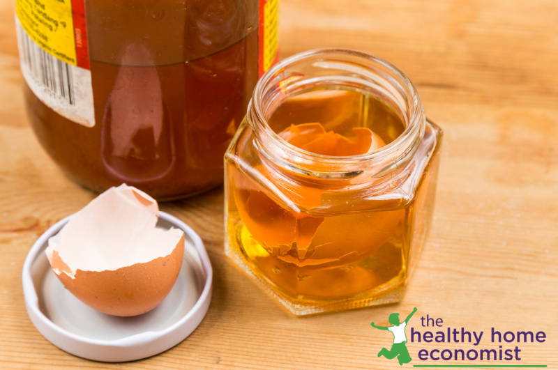 eggshells and acv in a jar as a natural calcium supplement