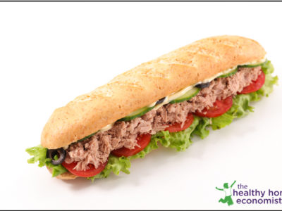 subway tuna sub on a white background