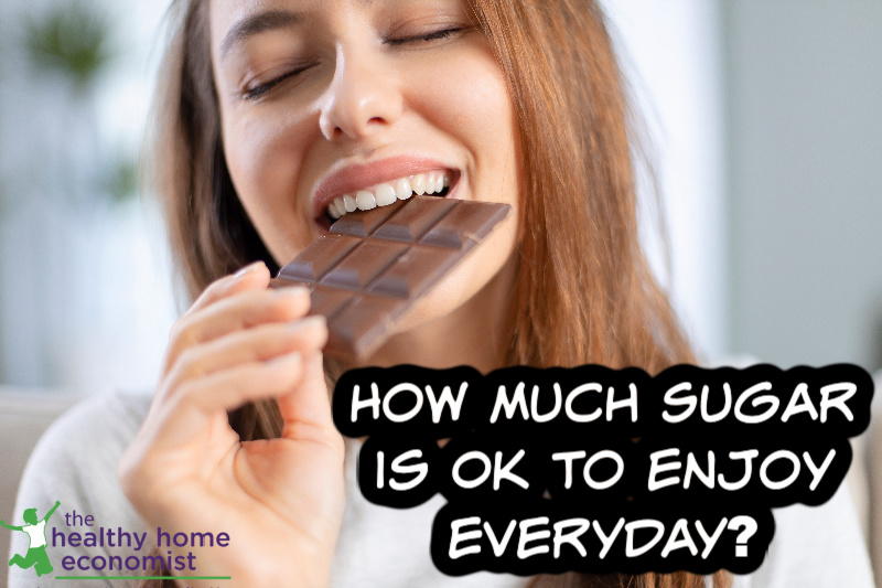 woman eating chocolate that does not exceed maximum sugar amount per day