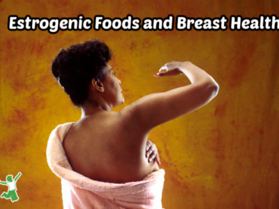 woman who eats estrogenic foods doing a breast self-exam