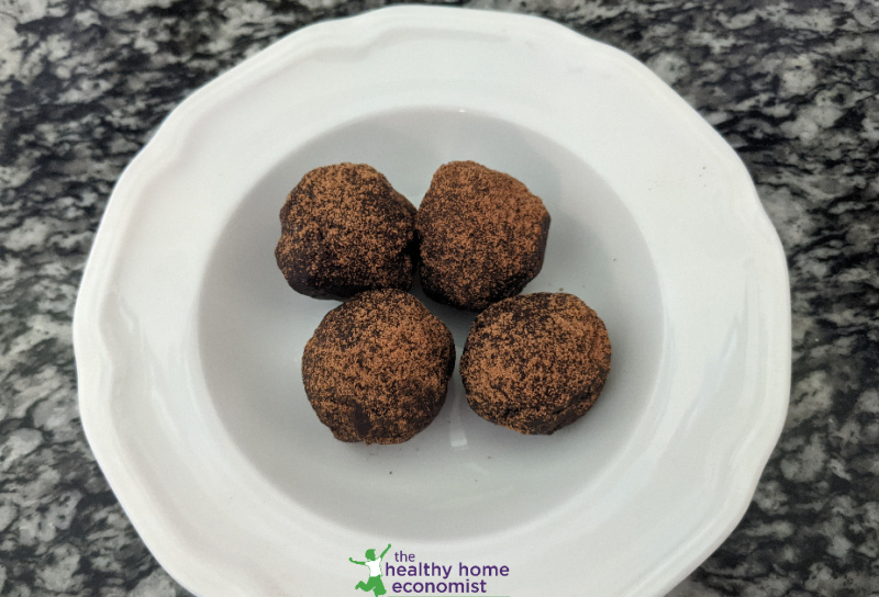 healthy energy bites in a white bowl