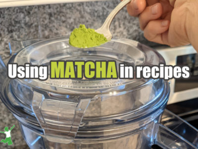 matcha powder added to a smoothie