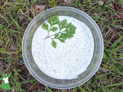 creamy dill sauce in a glass bowl