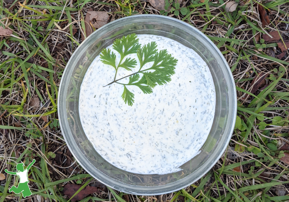 creamy dill sauce in a glass bowl