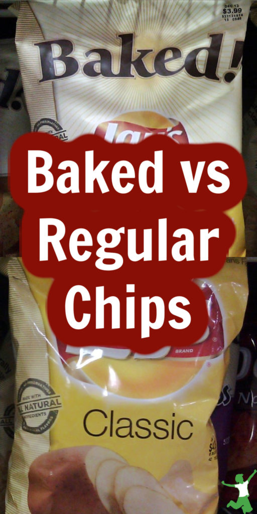 baked and fried potato chip bags at the supermarket