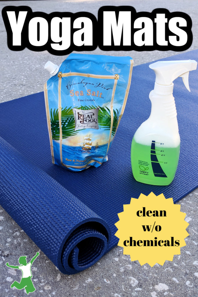 blue yoga mat with nontoxic cleaners