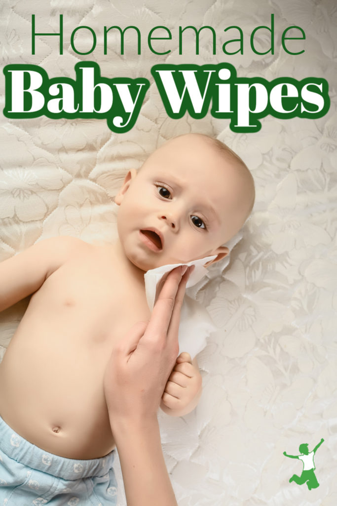mother cleaning baby's face with homemade nontoxic wipe