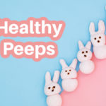 healthy easter peeps on a pink and blue background