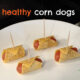 homemade corn dogs on white plate