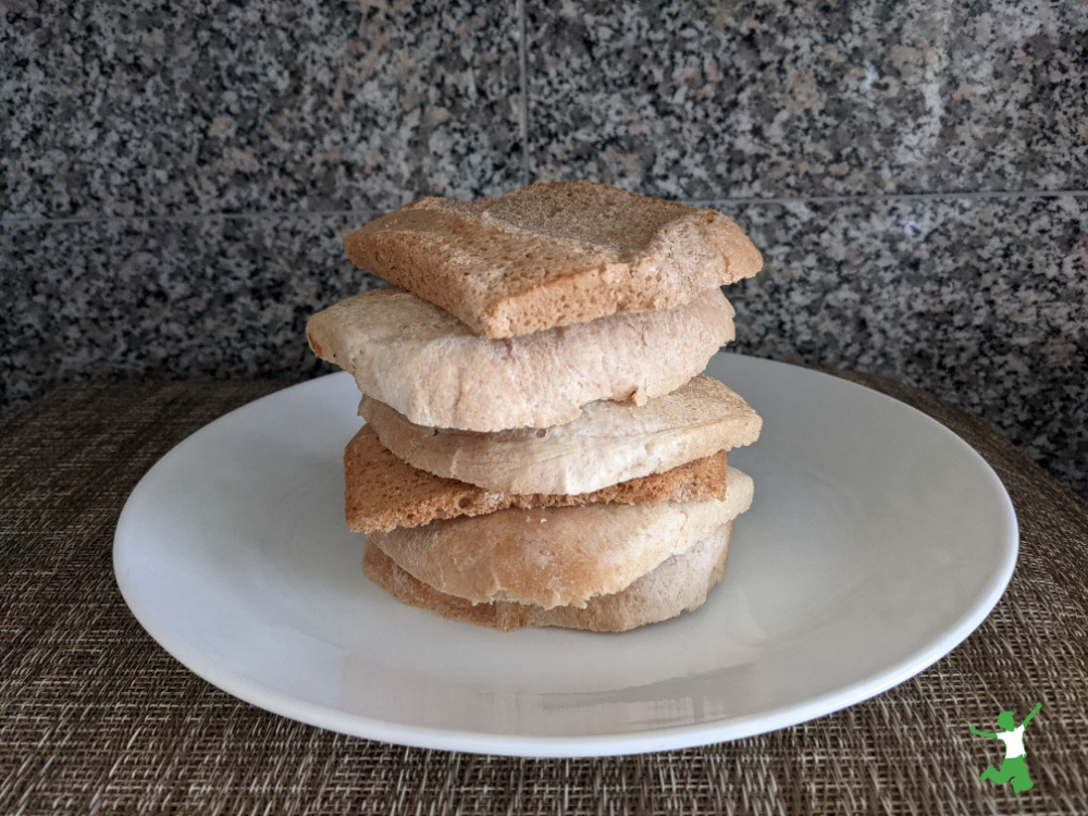 healthy bread crusts stacked on a white plate