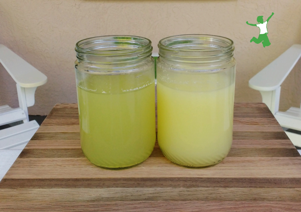 whey made with different methods in glass jars on wooden cutting board