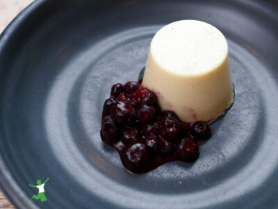 classic panna cotta with blueberries on a plate