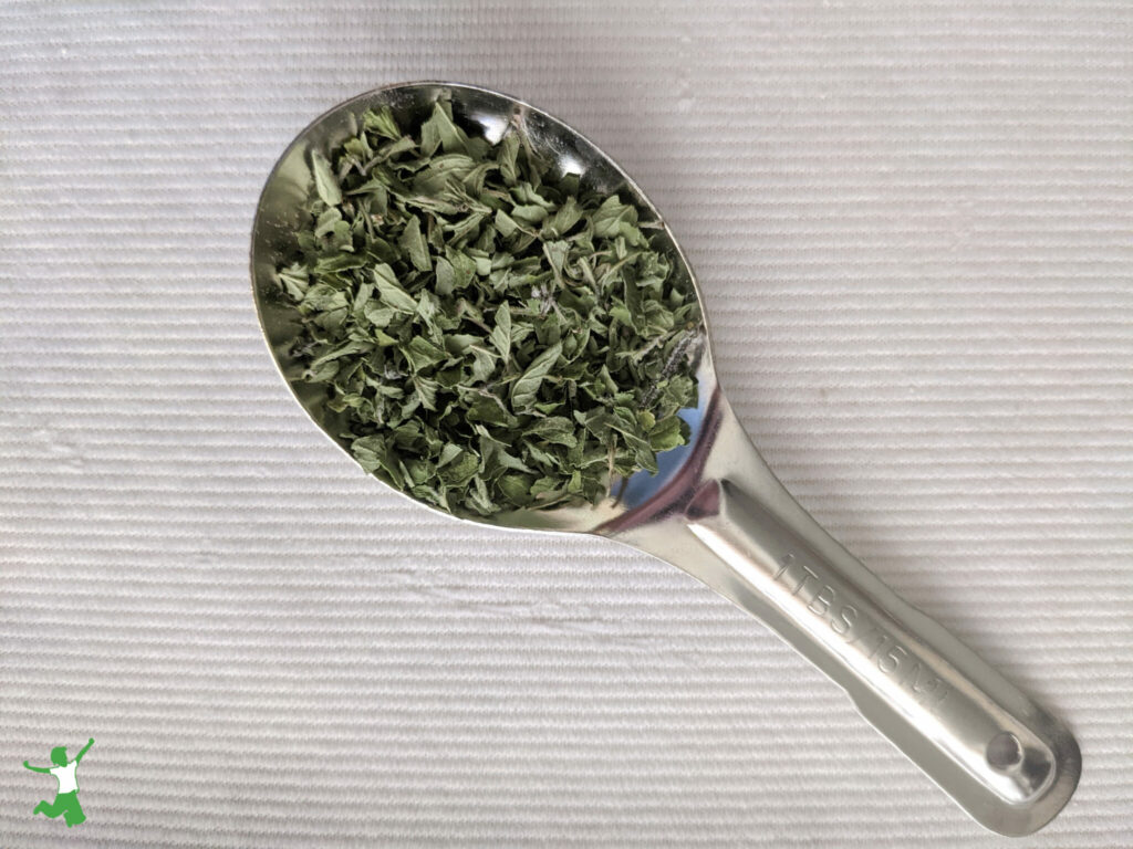 homemade dried oregano on a tablespoon