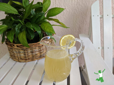 cultured honey lemonade in glass pitcher