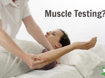 kinesiologist performing muscle testing on a woman