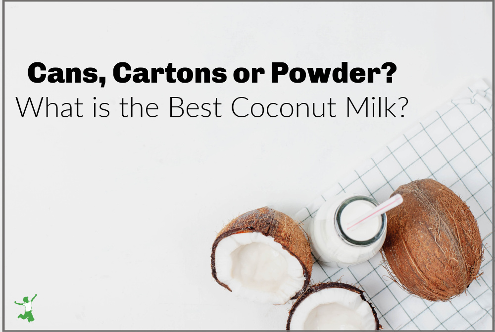 types of coconut milk on white background