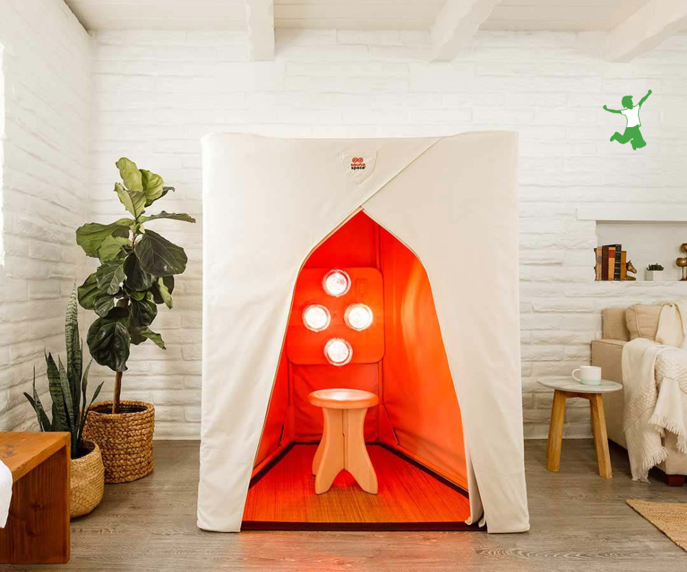best near infrared sauna model with white brick background